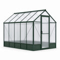 Serre de jardin en aluminium vert et polycarbonate translucide avec porte battante, 250 × 190 × 195 cm