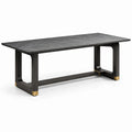 Table à manger rectangulaire noire et dorée effet marbre, 200 × 90 × 75 cm