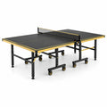 Table de tennis de table pliable sur roulettes avec filet, noir et doré, 274 × 152,5 × 76 cm