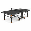 Table de tennis de table pliable noire, blanche et orange 274 × 152,5 × 76 cm avec roulettes