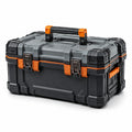 Boîte à outils portable robuste en plastique 58 × 38 × 34 cm, noir, gris et orange