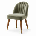 Chaise rembourrée en velours vert olive 55 × 58 × 82 cm avec dossier cannelé rétro