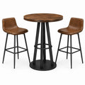 Ensemble de bar 3 pièces, table ronde Ø 80 × H 100 cm et 2 tabourets 45 × 48 × 92 cm, brun et noir
