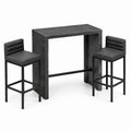 Table de bar avec 2 tabourets, effet marbre noir et gris anthracite, table 120 × 40 × 100 cm, tabourets 40 × 42 × 90 cm