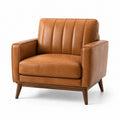 Fauteuil 1 place 93 × 86 × 88 cm, revêtement aspect cuir cognac, style rétro