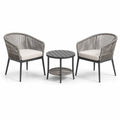Ensemble d'extérieur 3 pièces gris, beige et anthracite – 2 fauteuils 62 × 64 × 78 cm et table ronde Ø 55 × H 50 cm