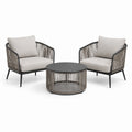 Ensemble de jardin 3 pièces avec 2 fauteuils de 75 x 78 x 78 cm et table ronde Ø 70 x 43 cm, gris clair, gris taupe et noir